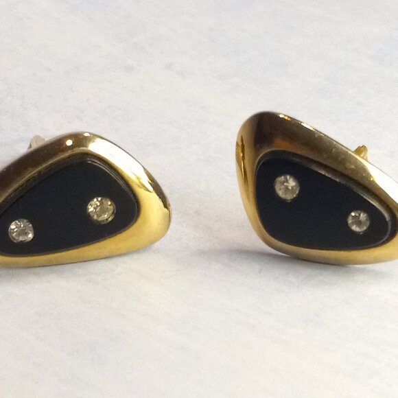 Sarah Coventry MCM Black Onyx Gold Bling Dice Cufflinks - Picture 4 of 10